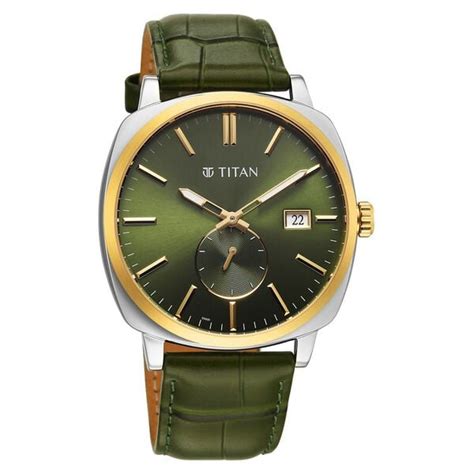 Buy Online Titan Classique Suave Analog with Green Dial Green Leather ...