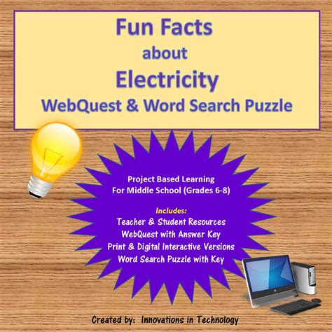 Fun facts about electricity webquest word search puzzle – Artofit
