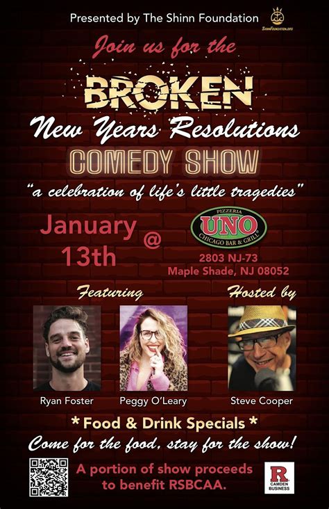 Broken New Years Resolutions Comedy Night, Uno’s, Maple shade, 13 ...