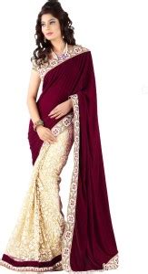 Buy StylO Self Design Fashion Cotton Blend, Silk Blend White, Maroon ...