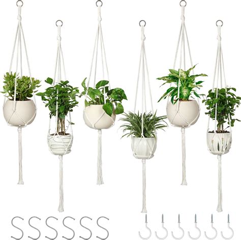 Amazon.com: AOMGD 6 Pack Macrame Plant Hanger Indoor Hanging Planters ...