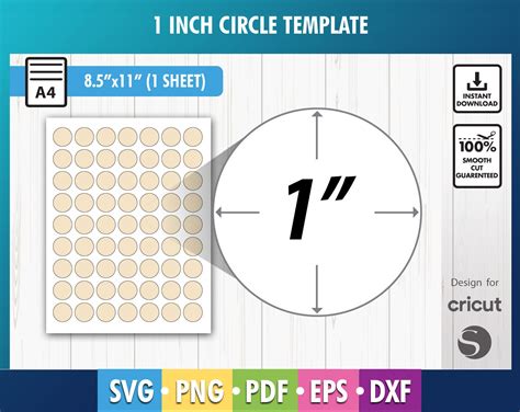 1 Inch Circle Template, 1 Circle Template, Blank Labels SVG, DXF, Png ...