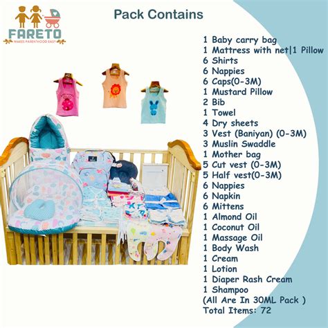 FARETO PREMIUM QUALITY BABY SUMMER ESSENTIALS 72 IN 1 NEW COMBO (0-6MO ...