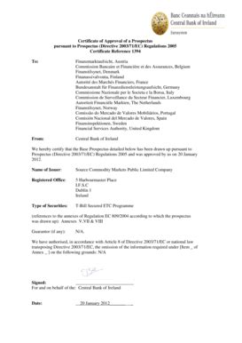 Fillable Online Certificate of Approval of a Prospectus pursuant to ...