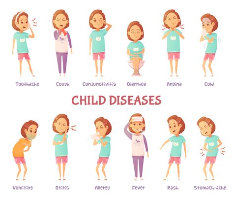 Infantile Diseases Symptoms Set 483035 Vector Art at Vecteezy