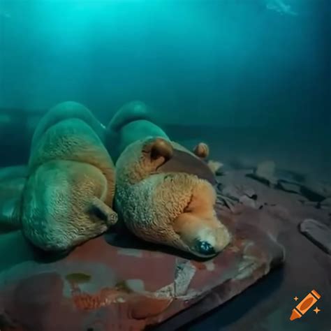 Ekzema ridden teddy bears at sunken city water park