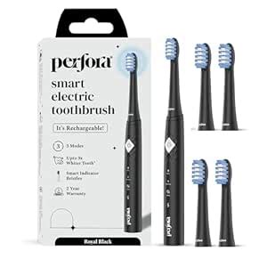 Perfora Rechargeable Electric Toothbrush | 5 Brush Heads | 30,000 ...