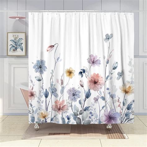 Amazon.com: DESIHOM Watercolor Floral Shower Curtain Set, Colorful ...