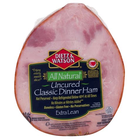 Dietz & Watson Ham, Uncured, Gluten Free, Boneless, Extra Lean, Classic ...