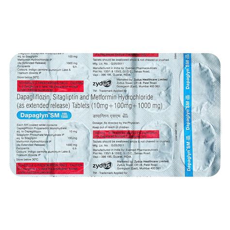 Dapaglyn SM 100/1000 - Strip of 10 Tablets : Amazon.in: Health ...