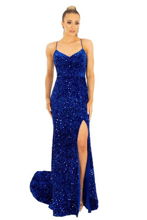 Floor Length Sequin Dress with Split. TNP778 - Catherines of Partick