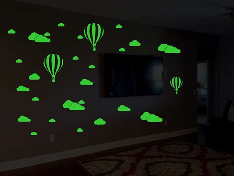 Buy DreamKraft Fire Baloon On Cloud Night Glow Wall Sticker (54 cm x ...