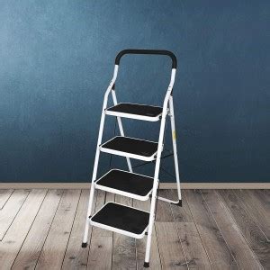 Plantex Heavy Steel Folding 4 Step Ladder for Home - 4 Wide Anti Skid ...