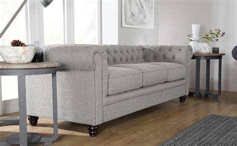 Chesterfield Sofa Set : Light Grey Fabric 3 Seater Chesterfield Sofa ...