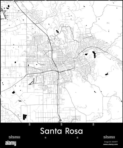 Santa Rosa city map, United States - Topographic vector map poster ...