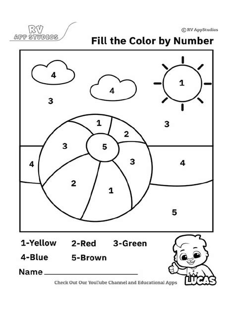 Image result for Color Numbers Worksheet