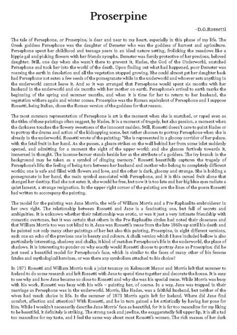 Proserpine: The Myth of Persephone and Rossetti's Art (20250830) - Studocu