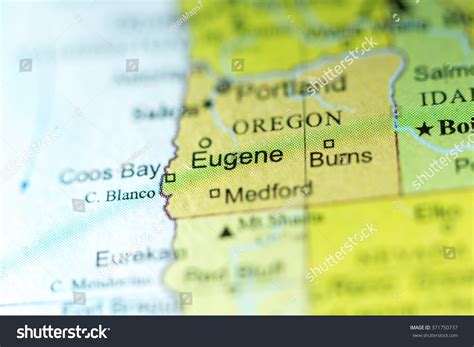 Closeup Eugene Oregon On Political Map Stock Photo 371750737 | Shutterstock
