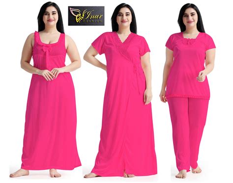 4 Part New Model Night Dress Pink – Inur Fashion