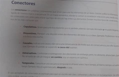 Solved: Conectores Los conectores son palabras y expresiones que sirven ...