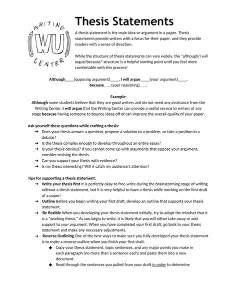 Free Printable Thesis Statement Templates [PDF, Word] / Examples