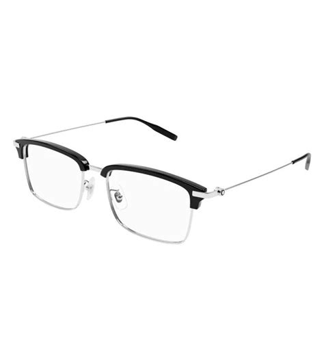 Montblanc Men's Black & Silver Square Optical Frame