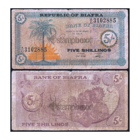 BIAFRA 5 SHILLING 1968 P-1 USED GRADE – Stampboxx