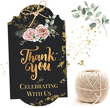 Buy Thank You Celebrating with US Gift Tags. 50 Large Black and Gold ...
