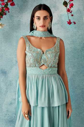 Buy Green Georgette, Silk Sequins, Embroidery Asymmetric And Thread ...