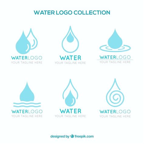 Water logos collection for companies in flat style | Free Vector