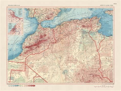 Old Map of Northwest Africa, 1967: Morocco, Algeria, Tunisia, Sahara D – The Unique Maps Co.