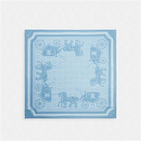 Coach Signature Horse And Carriage Print Silk Square Scarf Bluebell ...