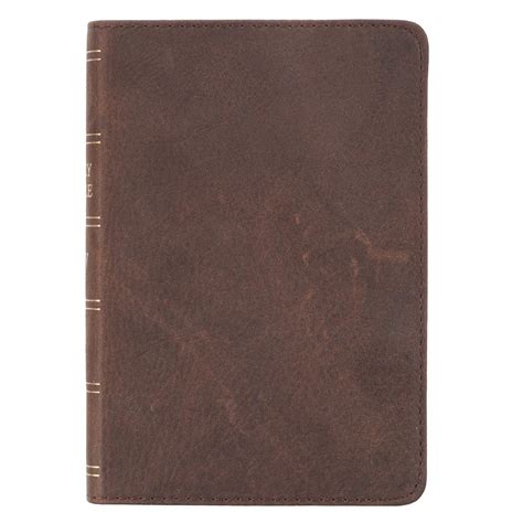KJV Holy Bible, Large Print Compact Bible, Dark Brown Top Grain Premium ...