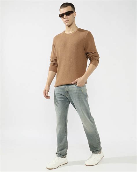 Toki Slim Fit Mid Rise Mid Wash Dark Blue Bootcut Jeans