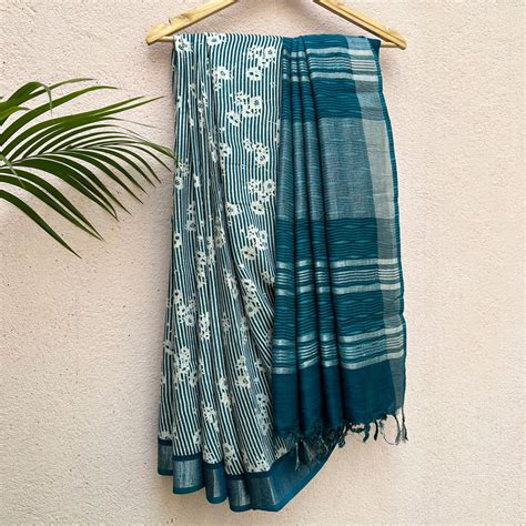 Shop Printed Organic Linen Saree Online I Ethnic Women's Wear – The ...