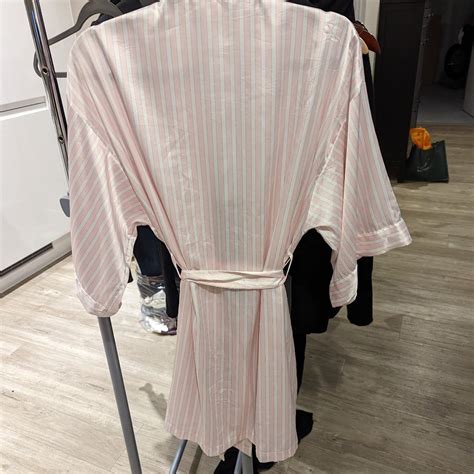 Victoria's secret satin pink and white striped robe... - Depop