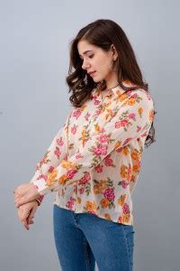 PRETTY LOVING THING Casual Full Sleeve Floral Print Women White Top ...