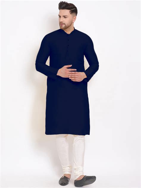 Sanwara Men Deep Blue Solid Pattern Straight Kurta – Sanwara Fashions