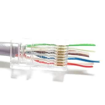 CESS CAT6 Pass Through Type RJ45 RJ-45 8P8C Modular Ethernet Gold ...