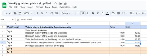 Image result for Weekly Goals Examples