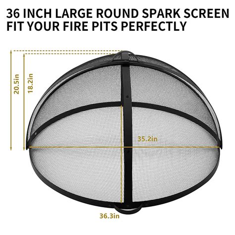 Outdoor Fire Pit Spark Screen Cover Accessory, 36In Patio Round Easy ...