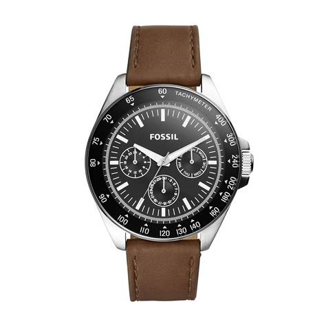 Fossil Men's Neale Quartz Stainless Steel and Leather Chronograph Watch ...