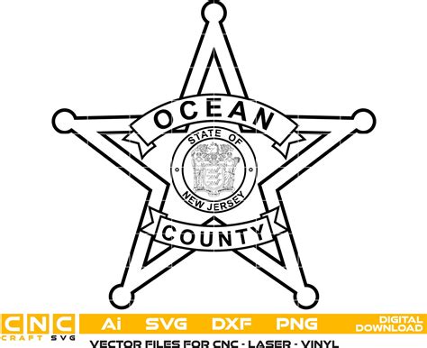 Ocean County Sheriff Badge, New Jersey Sheriff Badge Vector art for La