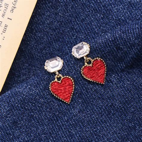 Diamond Red Heart Pretty Earrings | Salty – Salty Accessories