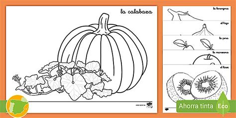 Hojas de colorear: Frutas y verduras del otoño - Twinkl