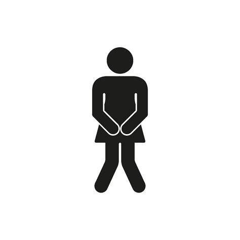 Woman Standing with Pee Pose Sign. Restroom Urgency Silhouette Icon. Toilet Urgency Black Female ...