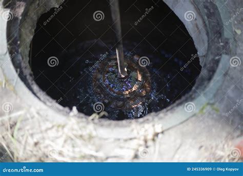 Pipe Break in Sewer. Repair of Pipes Underground. Open Hatch Stock ...