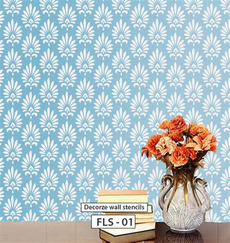 Floral wall stencil design, FLS-01 | Reusable Wall painting Stencils