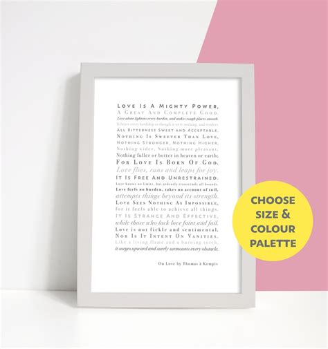 On Love by Thomas à Kempis Wedding Reading Print Personalised or Non ...