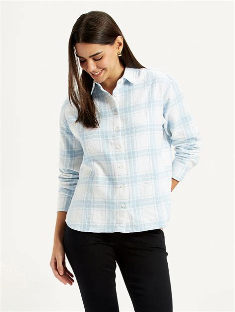 Women's Checkered White Relaxed Fit Shirt – Levis India Store